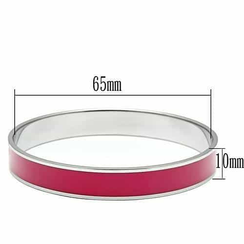 Stainless Steel Silver Rose Pink Enamel Wide Bracelet view 2