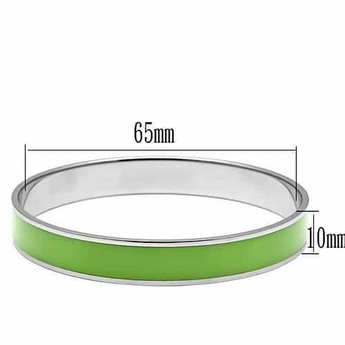 Stainless Steel Silver Lime Green Enamel Wide Bracelet view 2