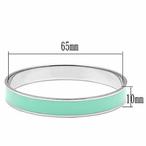 Stainless Steel Silver Teal Enamel Thin Bracelet view 2
