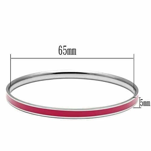Stainless Steel Silver Raspberry Enamel Thin Bracelet view 2