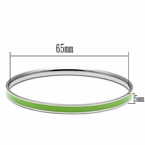 Stainless Steel Silver Green Enamel Thin Bracelet view 2