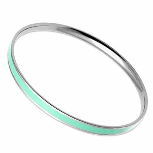 Stainless Steel Silver Mint Enamel Medium Width Bracelet view 1