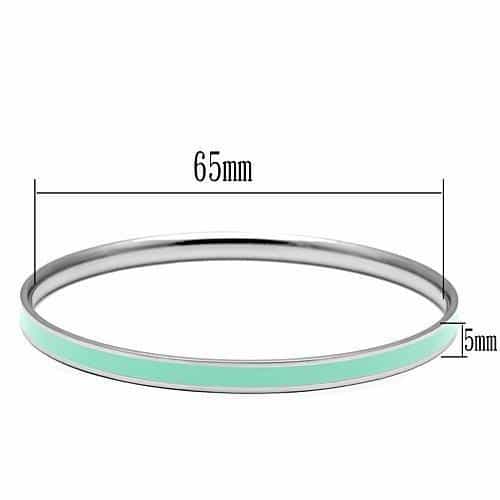 Stainless Steel Silver Mint Enamel Medium Width Bracelet view 2