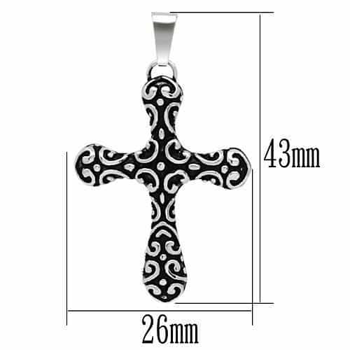 Stainless Steel Silver Scroll Swirl Trefoil Cross Necklace view 2