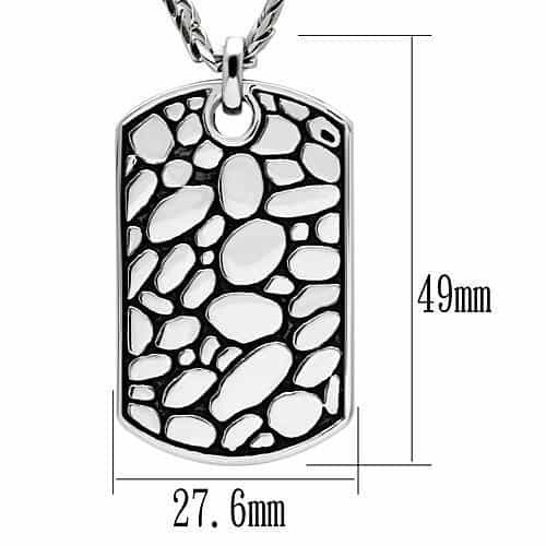 Stainless Steel Silver Cobblestone Texture Dog Tag Necklace view 2