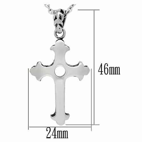 Stainless Steel Silver Hammered Texture Trefoil Cross Necklace view 2