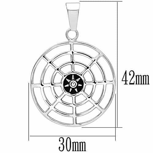 Stainless Steel Silver Spider Web Circle Pendant Necklace view 2