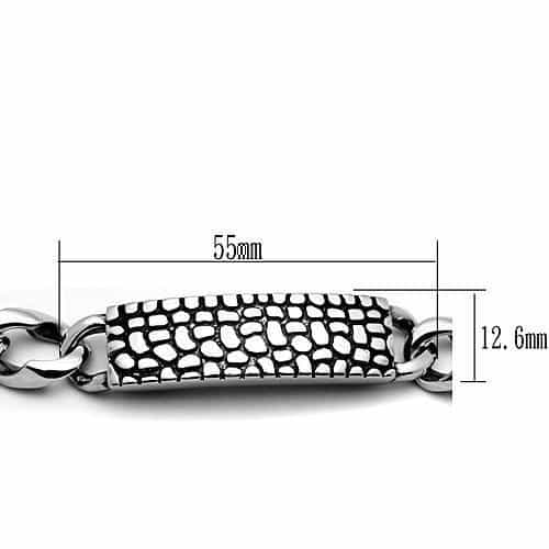 Stainless Steel Silver Dragon Scale ID Plate Curb Chain Bracelet view 3