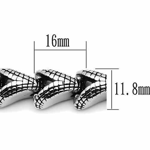 Stainless Steel Silver Dragon Claw Crosshatch Link Bracelet view 3