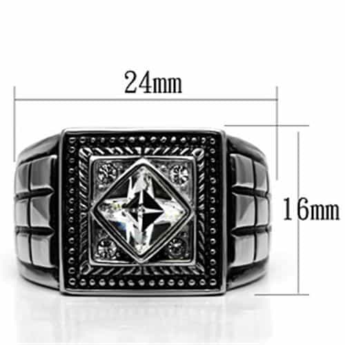 Stainless Steel Silver CZ Round Clear Diamond Setting Ring view 6