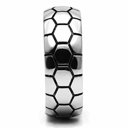 Stainless Steel Silver Honeycomb Pattern Wide Band Ring view 4