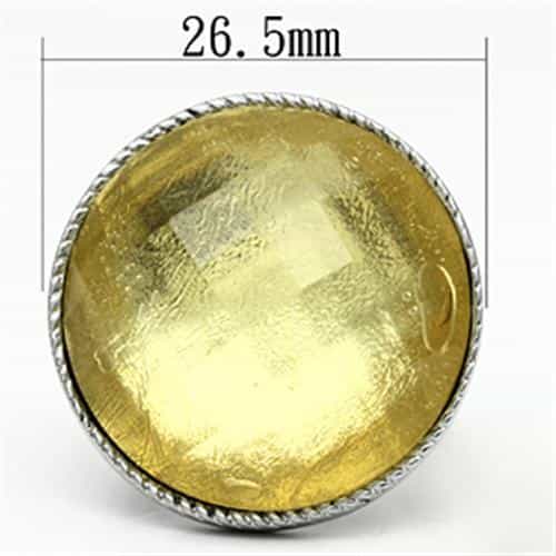 Stainless Steel Silver Gold Faceted Round Cabochon Rope Ring view 2