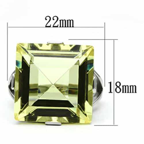 Stainless Steel Silver CZ Princess Yellow Large Filigree Ring view 2