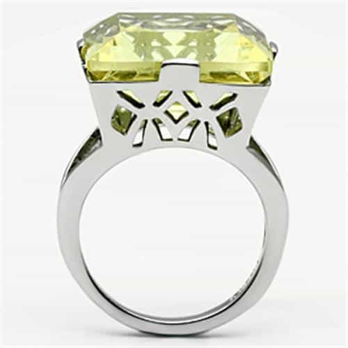 Stainless Steel Silver CZ Princess Yellow Large Filigree Ring view 3