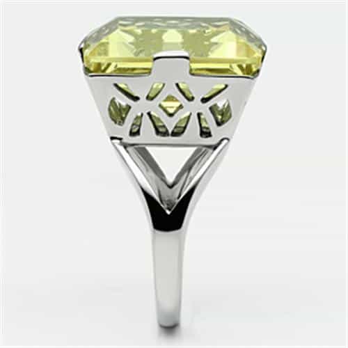 Stainless Steel Silver CZ Princess Yellow Large Filigree Ring view 4