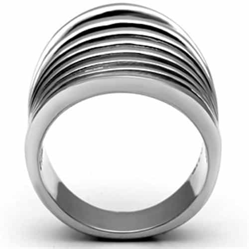 Stainless Steel Silver Polished Ribbed Elongated Dome Ring view 7