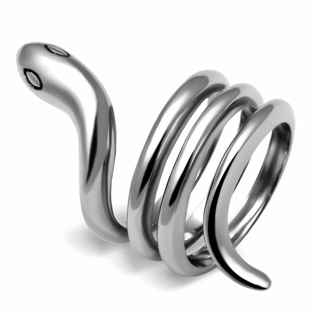 Stainless Steel Silver Snake Coil Spiral Wrap Modern Ring view 5
