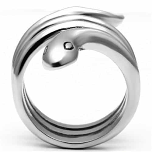 Stainless Steel Silver Snake Coil Spiral Wrap Modern Ring view 7