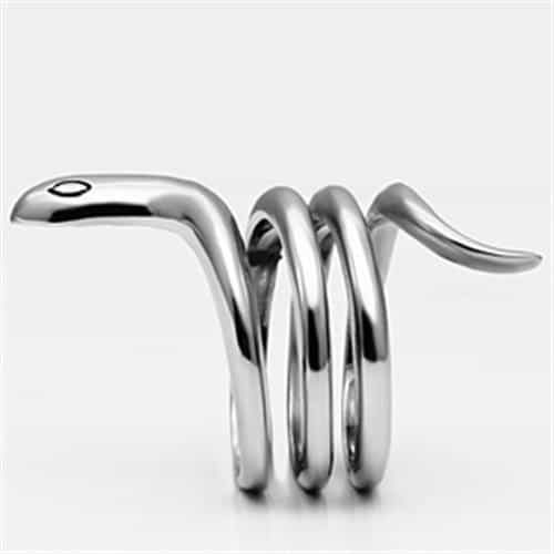 Stainless Steel Silver Snake Coil Spiral Wrap Modern Ring view 8