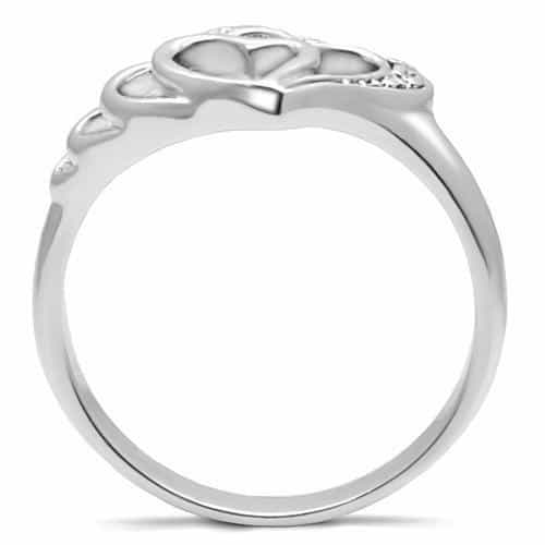 Stainless Steel Silver CZ Pave Triple Heart Open Pendant view 9