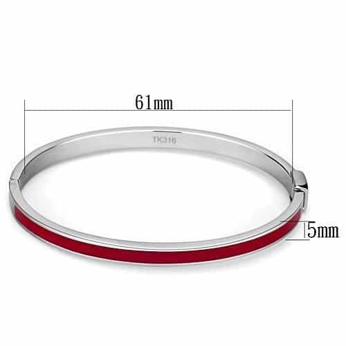 Stainless Steel Silver Red Enamel Hinged Thin Bracelet view 2