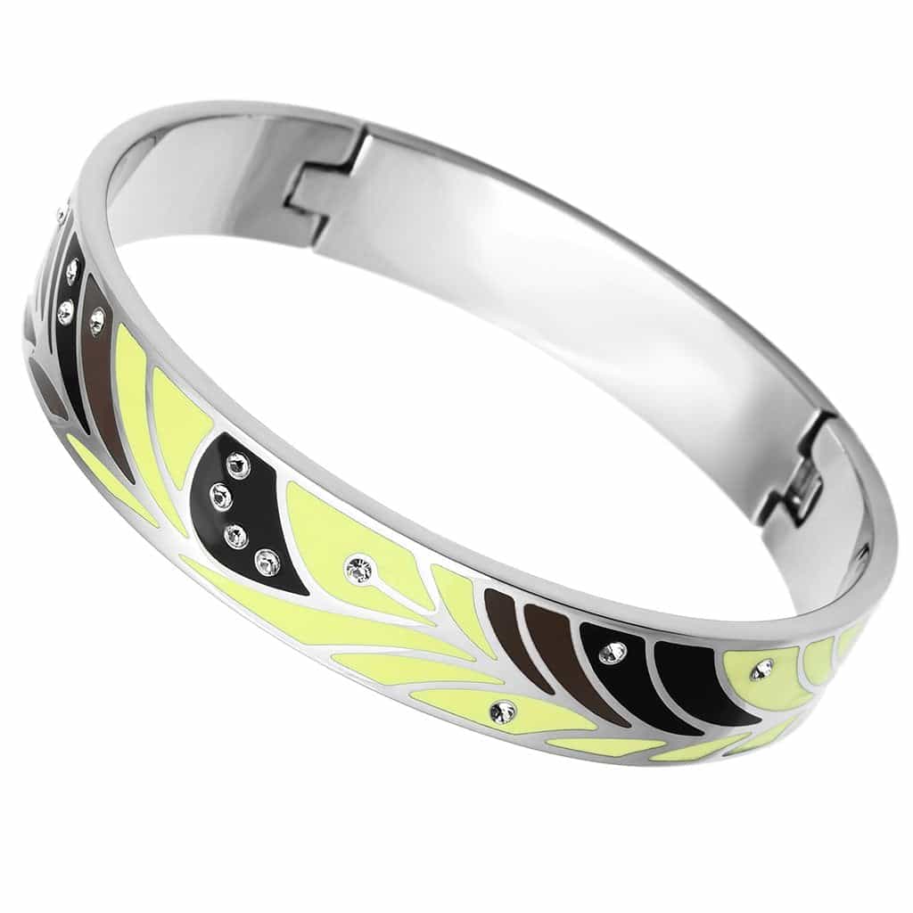 Stainless Steel Silver Multi Color Art Deco Enamel Bracelet view 1