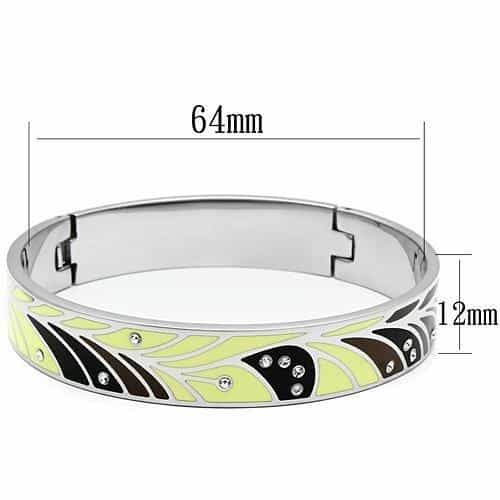 Stainless Steel Silver Multi Color Art Deco Enamel Bracelet view 2