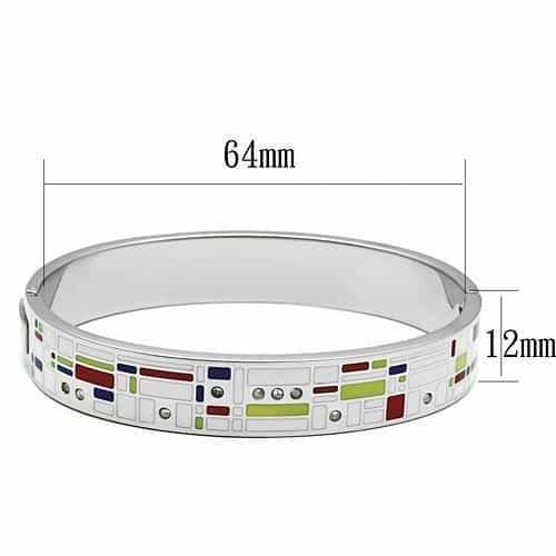 Stainless Steel Silver Multi Color Geometric Mondrian CZ Bracelet view 2