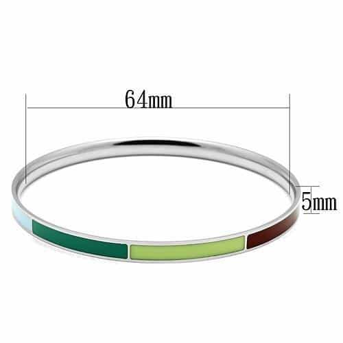 Stainless Steel Silver Blue Brown Green Multi Enamel Bracelet view 2