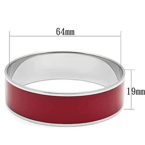 Stainless Steel Silver Dark Red Enamel Wide Bracelet view 2
