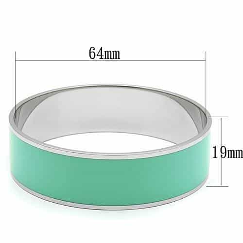 Stainless Steel Silver Teal Enamel Wide Slip On Bracelet view 2