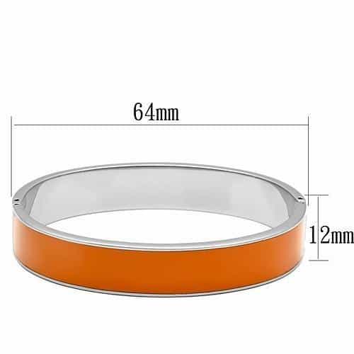Stainless Steel Silver Orange Enamel Hinged Wide Bracelet view 2
