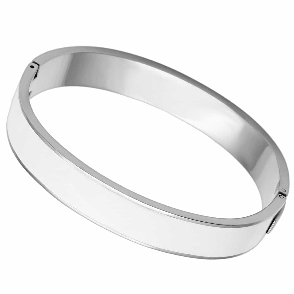 Stainless Steel Silver Polished Hinged Squared Bracelet view 1