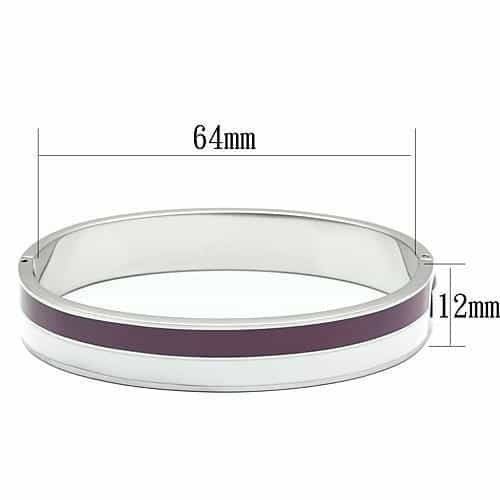 Stainless Steel Silver Purple Enamel Hinged Squared Bracelet view 2