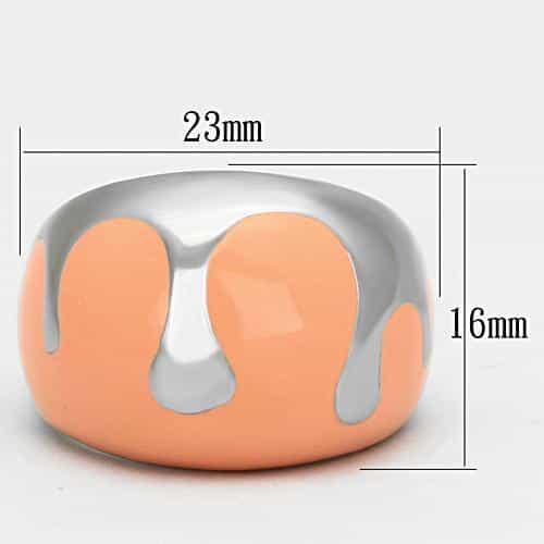 Stainless Steel Silver Peach Enamel Abstract Swirl Dome Ring view 6