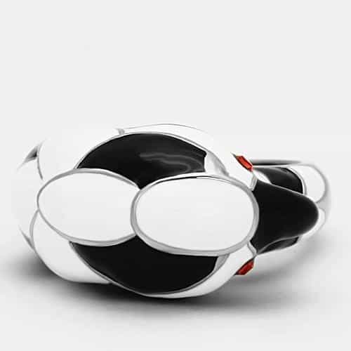 Stainless Steel Silver White Black Enamel Zebra Snake 3D Ring view 6