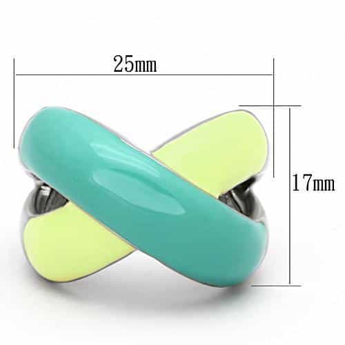 Stainless Steel Silver Teal Yellow Enamel Twist Wrap Ring view 6