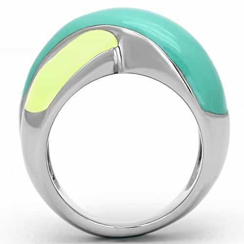 Stainless Steel Silver Teal Yellow Enamel Twist Wrap Ring view 7