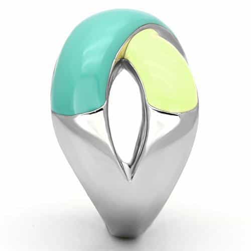 Stainless Steel Silver Teal Yellow Enamel Twist Wrap Ring view 8