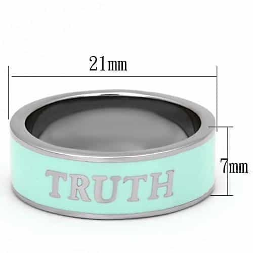 Stainless Steel Silver Mint Enamel TRUTH Script Band Ring view 6