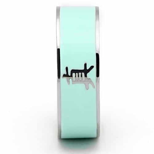 Stainless Steel Silver Mint Enamel TRUTH Script Band Ring view 4