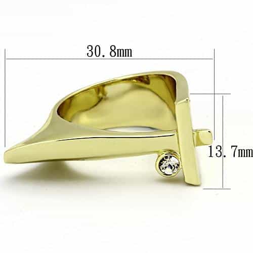 Stainless Steel Gold IP CZ Round Clear Modern Geometric Ring view 6