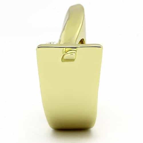 Stainless Steel Gold IP CZ Round Clear Modern Geometric Ring view 8