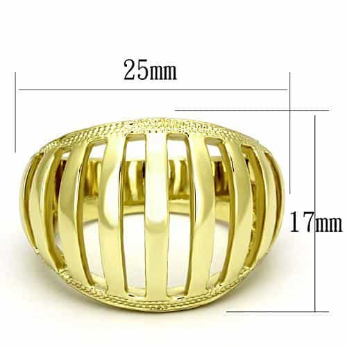 Stainless Steel Gold IP Open Cage Ribbed Wide Dome Ring view 6