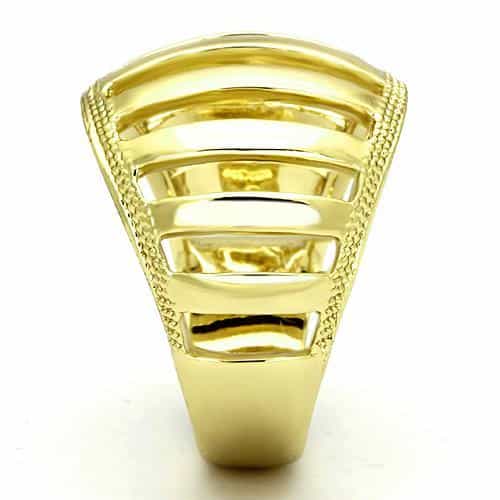 Stainless Steel Gold IP Open Cage Ribbed Wide Dome Ring view 4