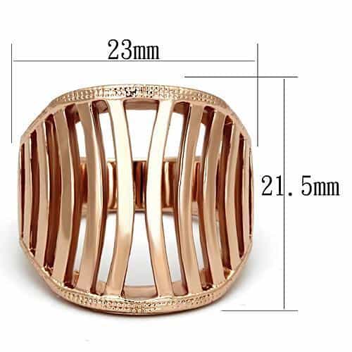 Stainless Steel Rose Gold IP Open Cage Ribbed Wide Dome Ring view 6
