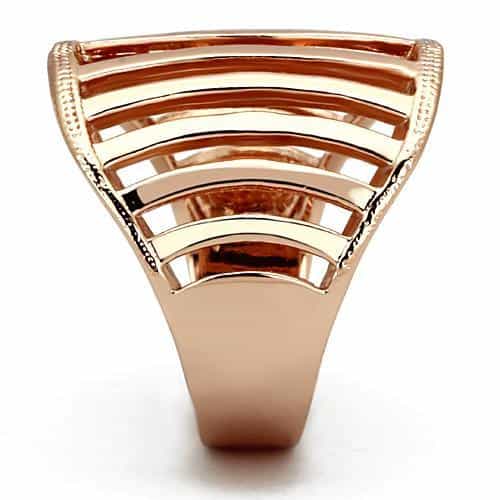 Stainless Steel Rose Gold IP Open Cage Ribbed Wide Dome Ring view 8