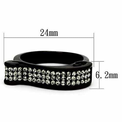 Stainless Steel Dark IP CZ Pave Scroll Wave Ring view 2