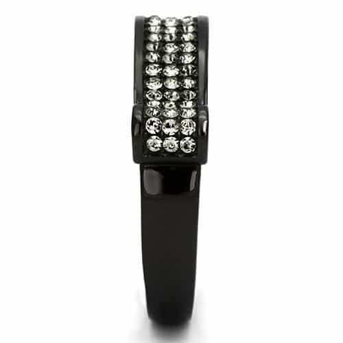 Stainless Steel Dark IP CZ Pave Scroll Wave Ring view 8