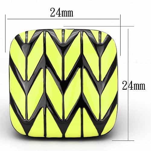 Stainless Steel Dark IP Yellow Enamel Chevron Zigzag Square Ring view 6